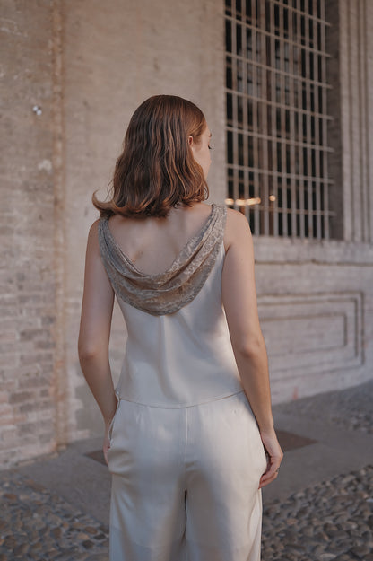 The Nadia Draped-Neck Silk Top