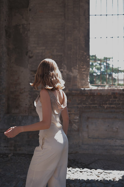 The Nadia Draped-Neck Silk Top