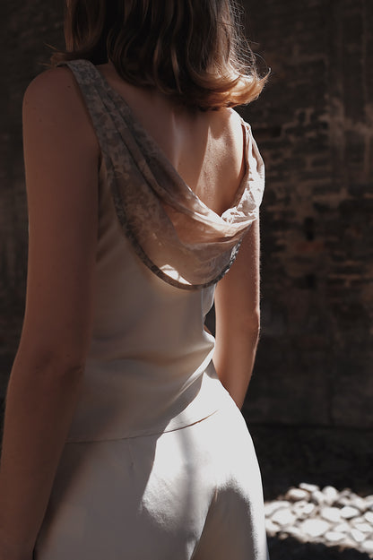 The Nadia Draped-Neck Silk Top