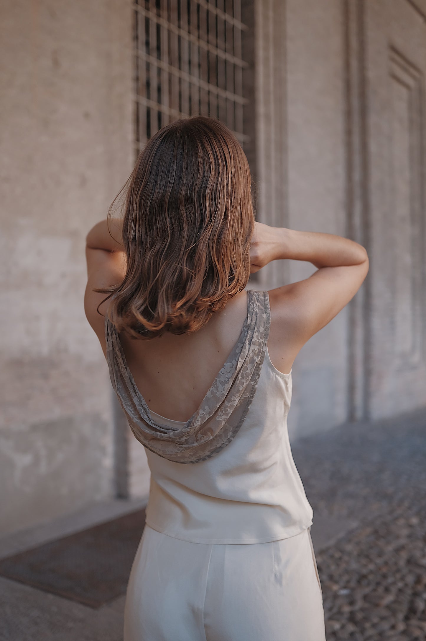 The Nadia Draped-Neck Silk Top