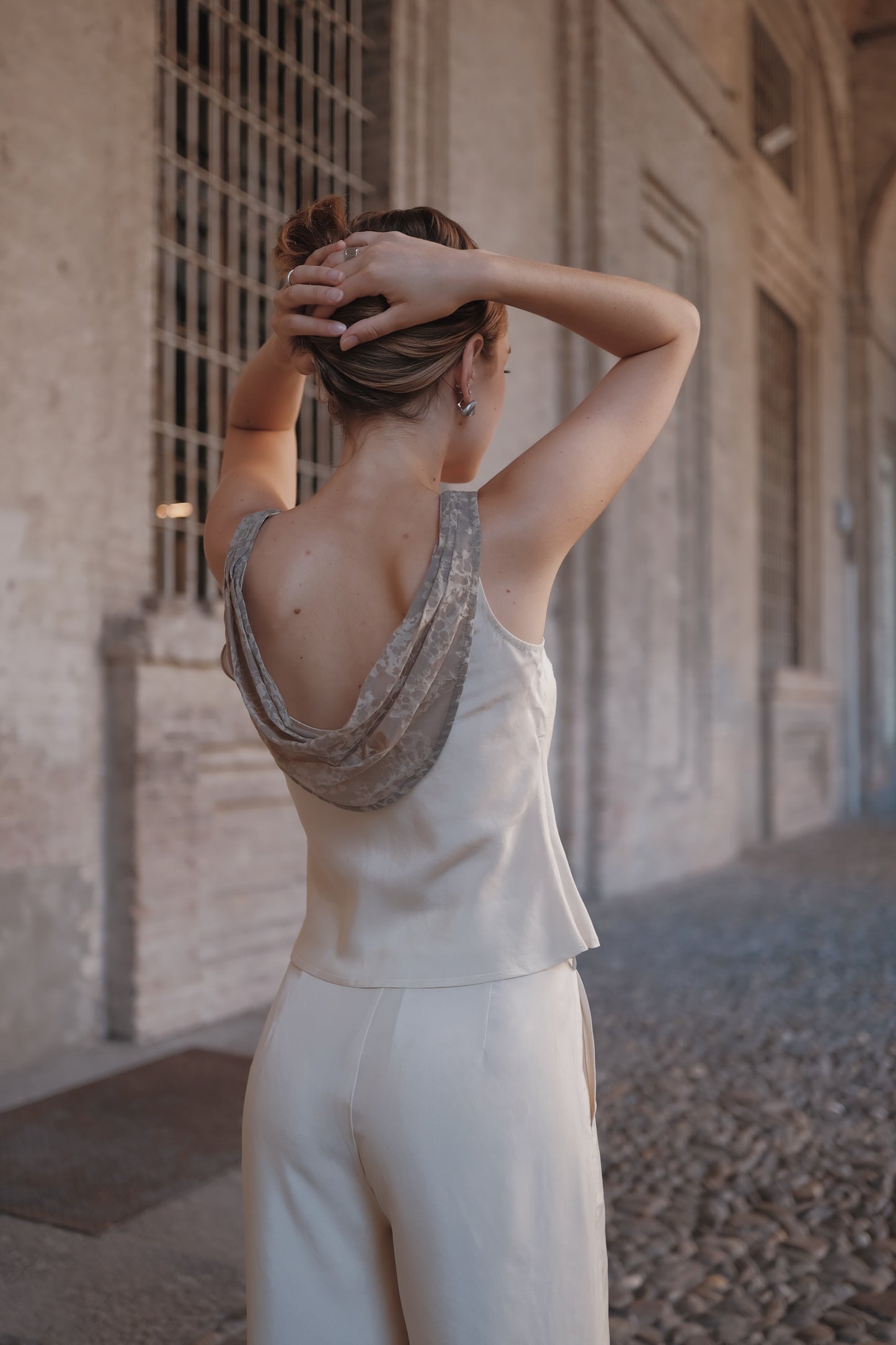 The Nadia Draped-Neck Silk Top