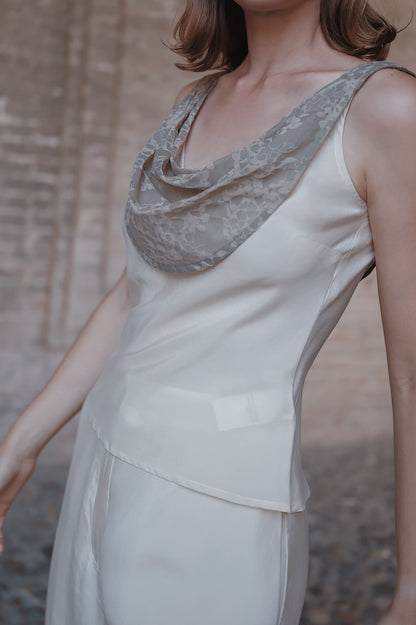 The Nadia Draped-Neck Silk Top